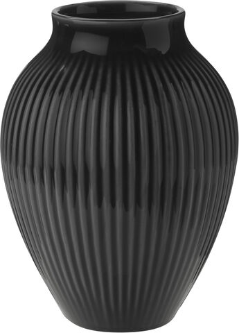 Knabstrup, vase, riller sort, 12,5 cm