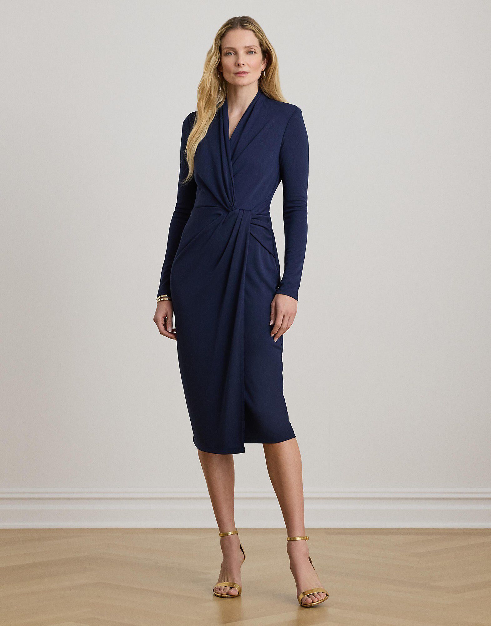 Twist-Front Jersey Surplice Dress
