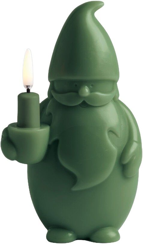 LED candle Santa Claus, Olive green, Smooth, 10x17 cm