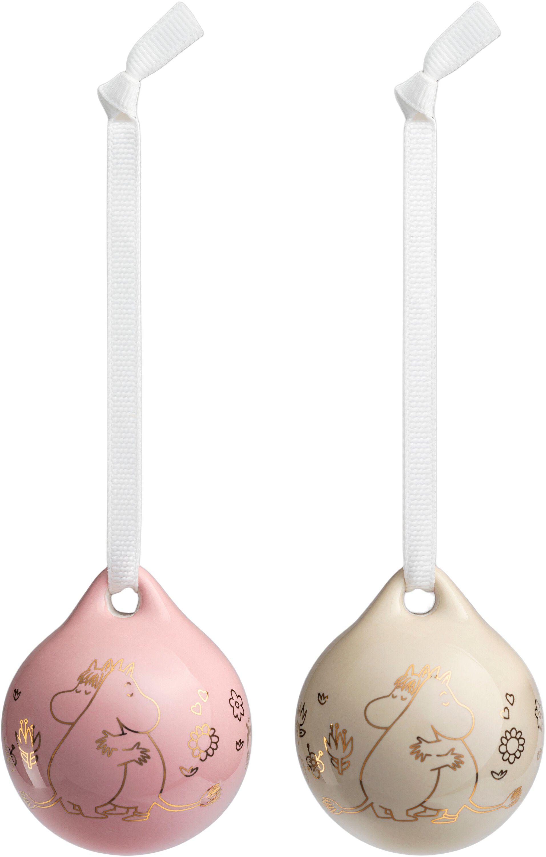 Moomin kugle 50 mm Love gold, 2 stk.