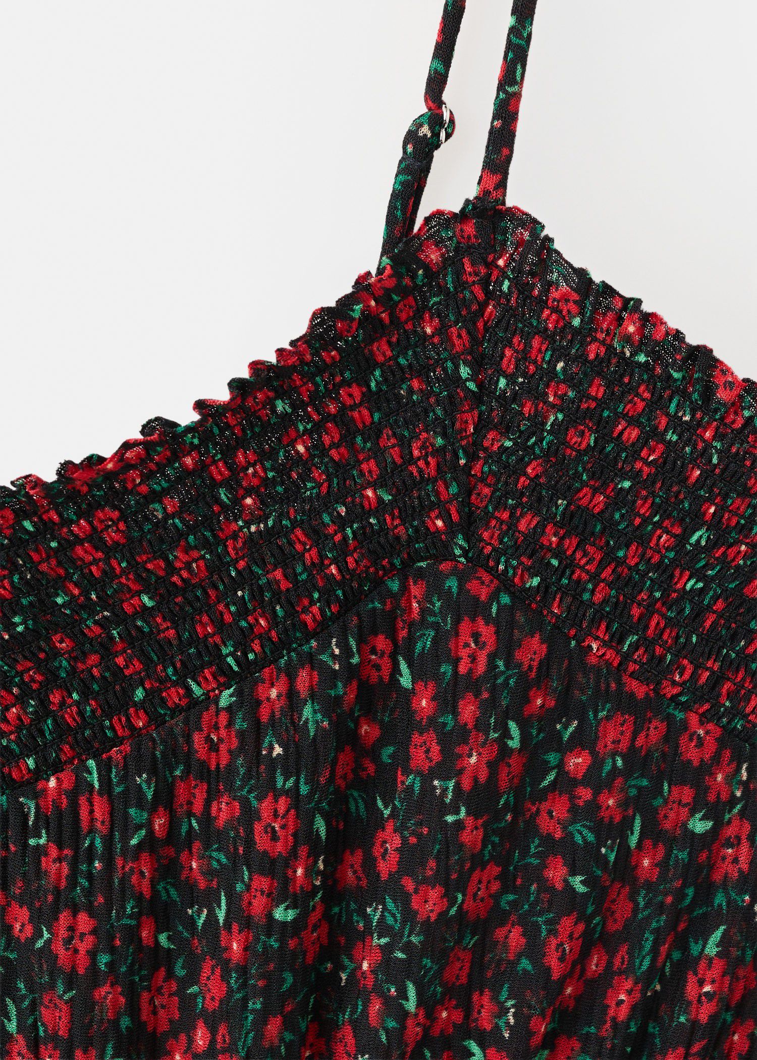 Floral midi-dress with gathered nec
