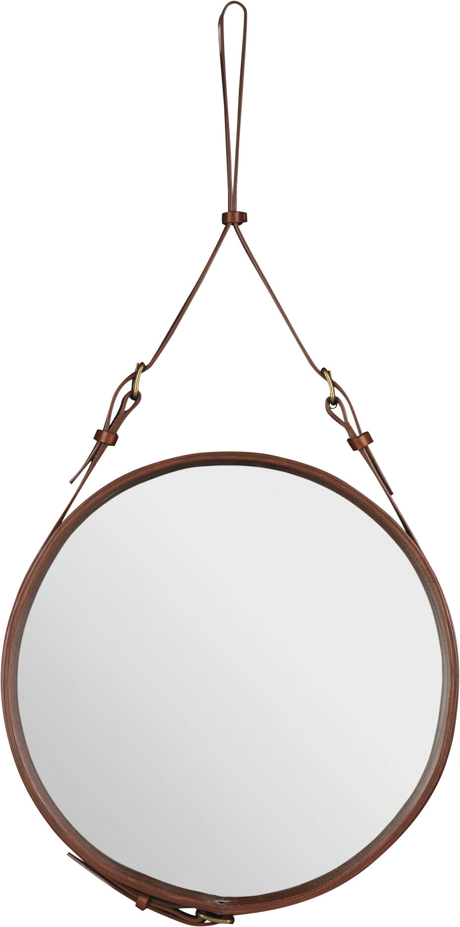 Adnet Wall Mirror, Circular (Tan Leather)