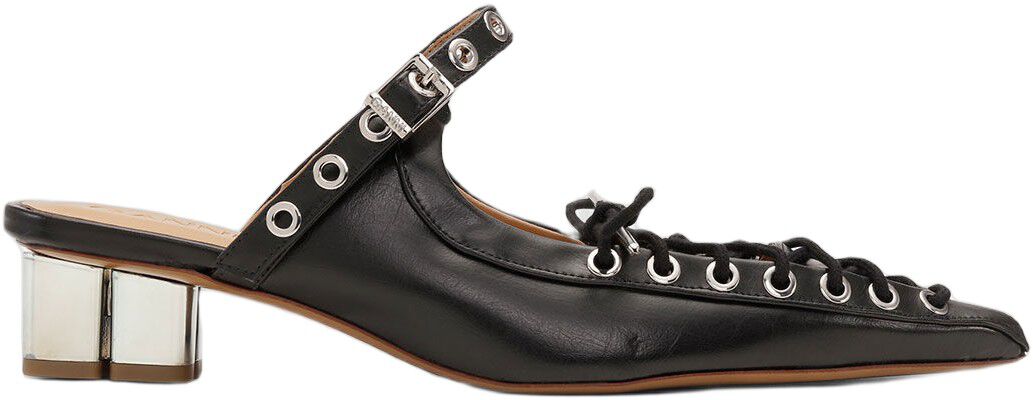 Eyelets Lace Up Mule Crinkle Oleate