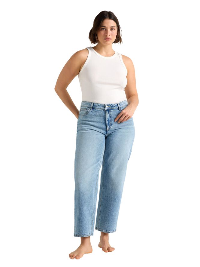 Jeans med mellemhøj talje i bomulds