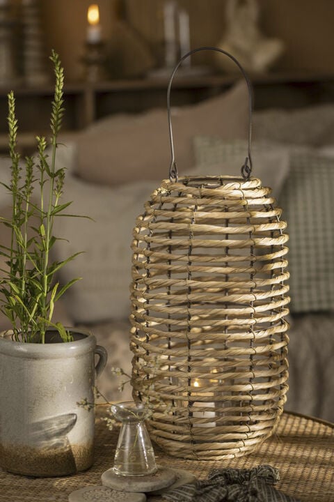 Lygte søgræs og metal m/glasindsats