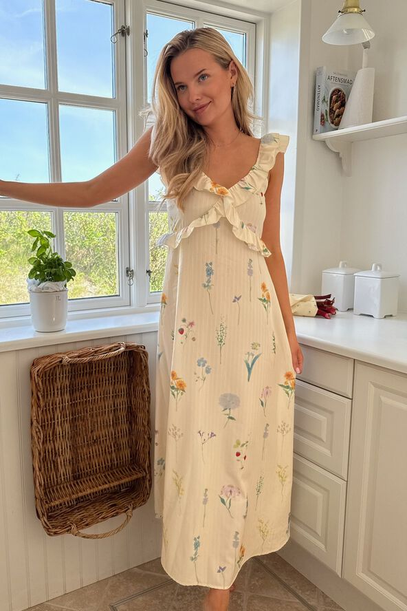 MelbaIC Dress - Off White Flower Pr
