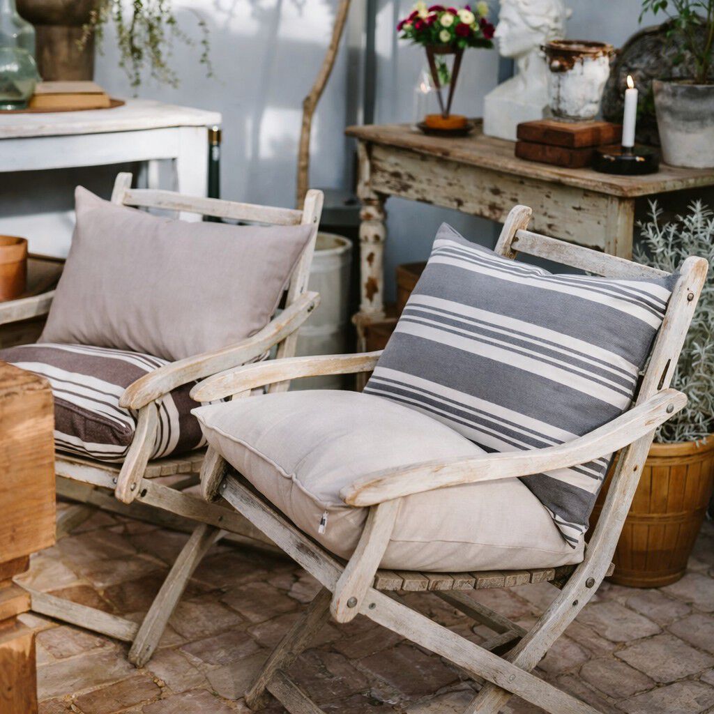 Fossflakes utomhuskudde 40x60 cm. Gr&aring; randig