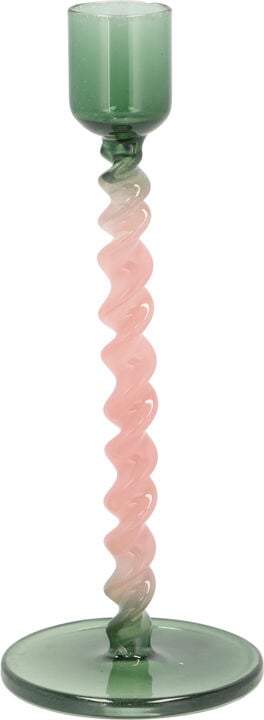 Ljusstake Styles 7,4 x 16,3 cm Grön/Rosa Glas