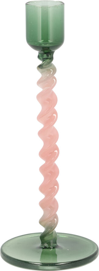 Ljusstake Styles 7,4 x 16,3 cm Grön/Rosa Glas