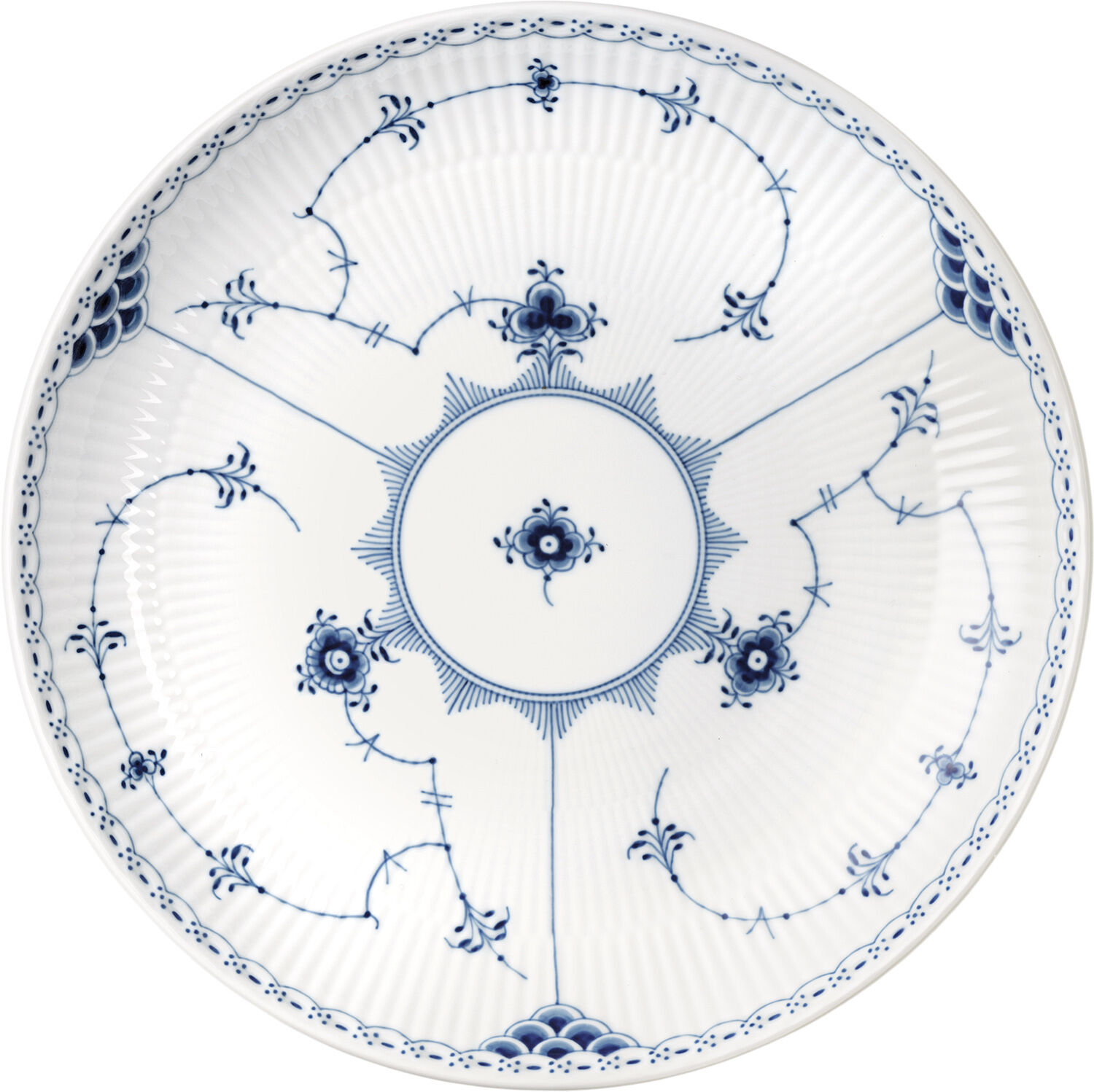 Musselmalet Halvblonde serveringssk&aring;l 25 cm