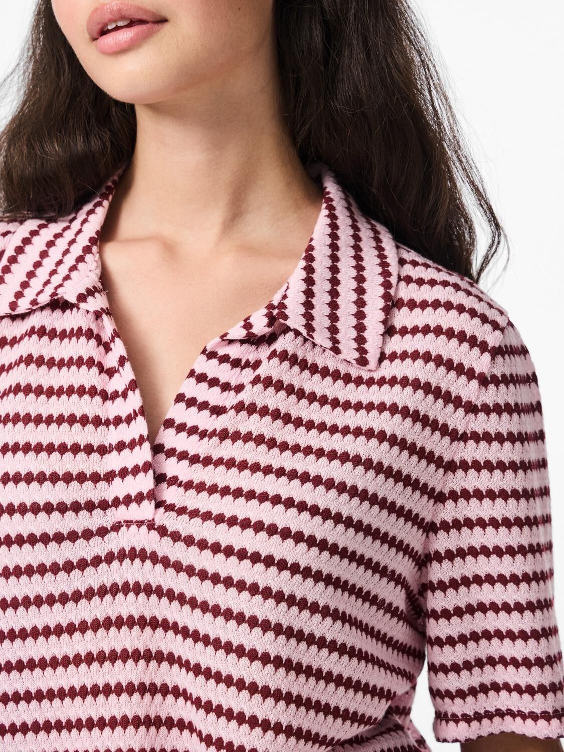 Pcjeya Ss V-Neck Loose Polo D2D Jrs