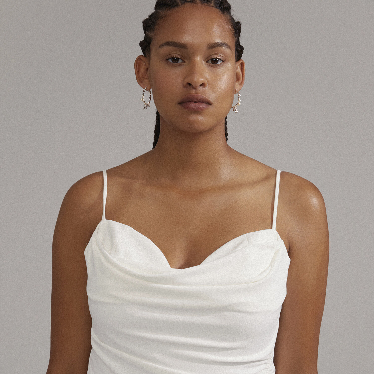 ANA pearl & crystal hoops silver-plated