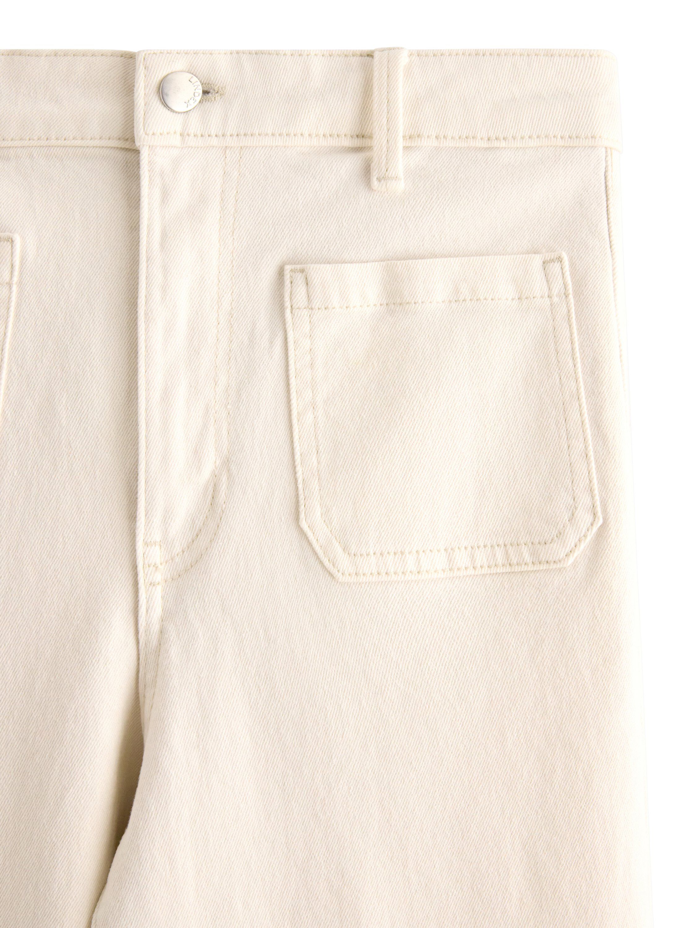 Jeans med h&oslash;y midje i bomullsdenim