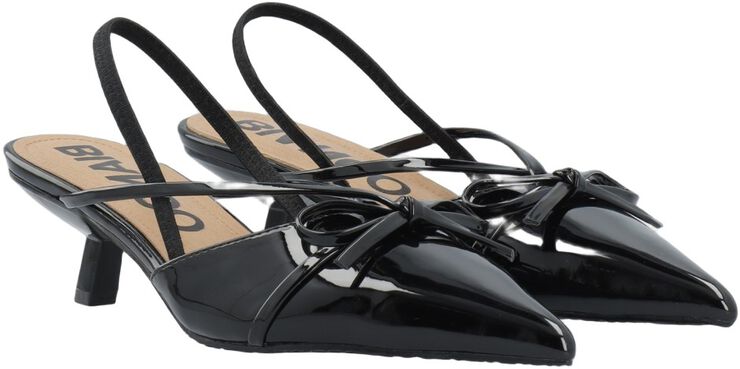 BIAKRISTIN Kitten Heel Bow Slingback Faux Leather