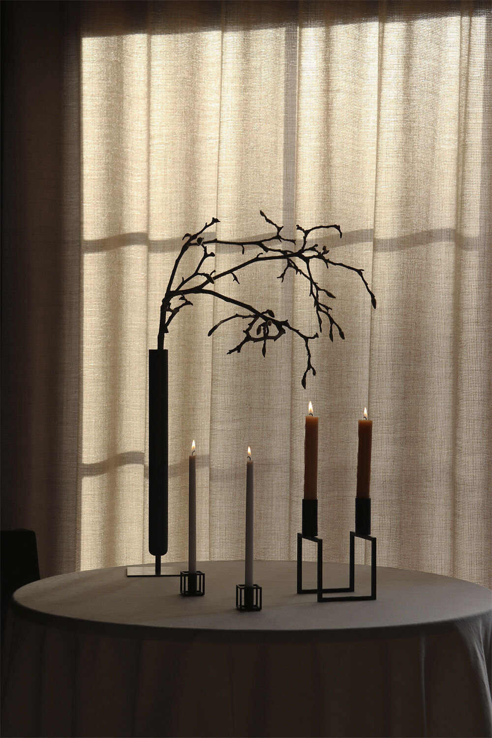 Line, Candle Holder, Black