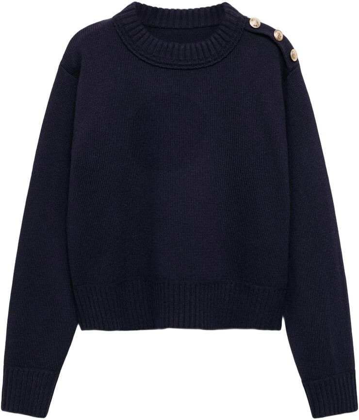 Knitted sweater with jewel buttons