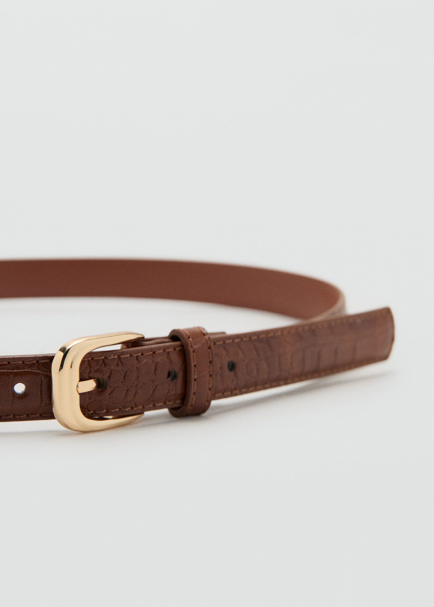 Thin faux crocodile leather belt