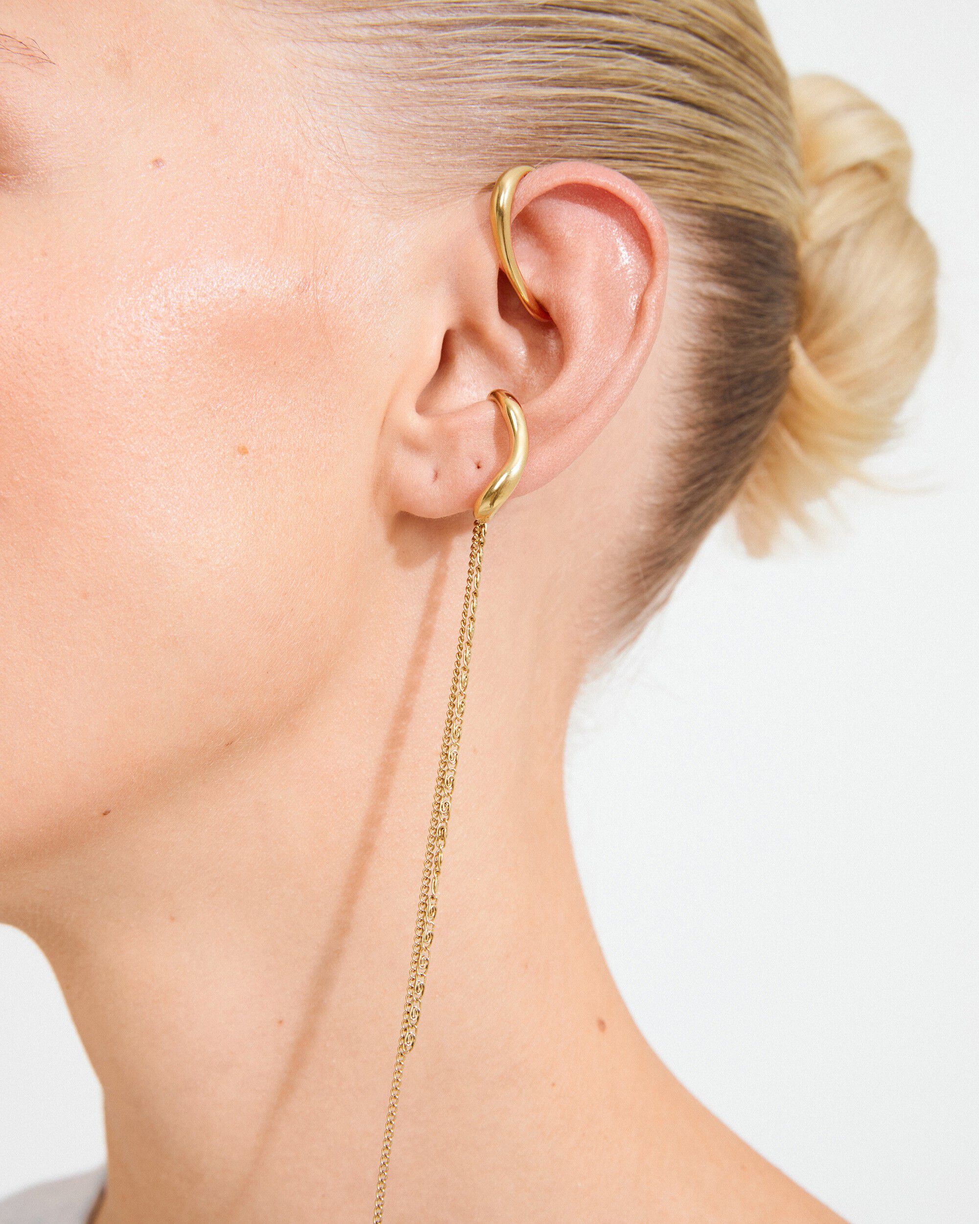 EVON ear cuff, 2-in-1 set, gold-plated
