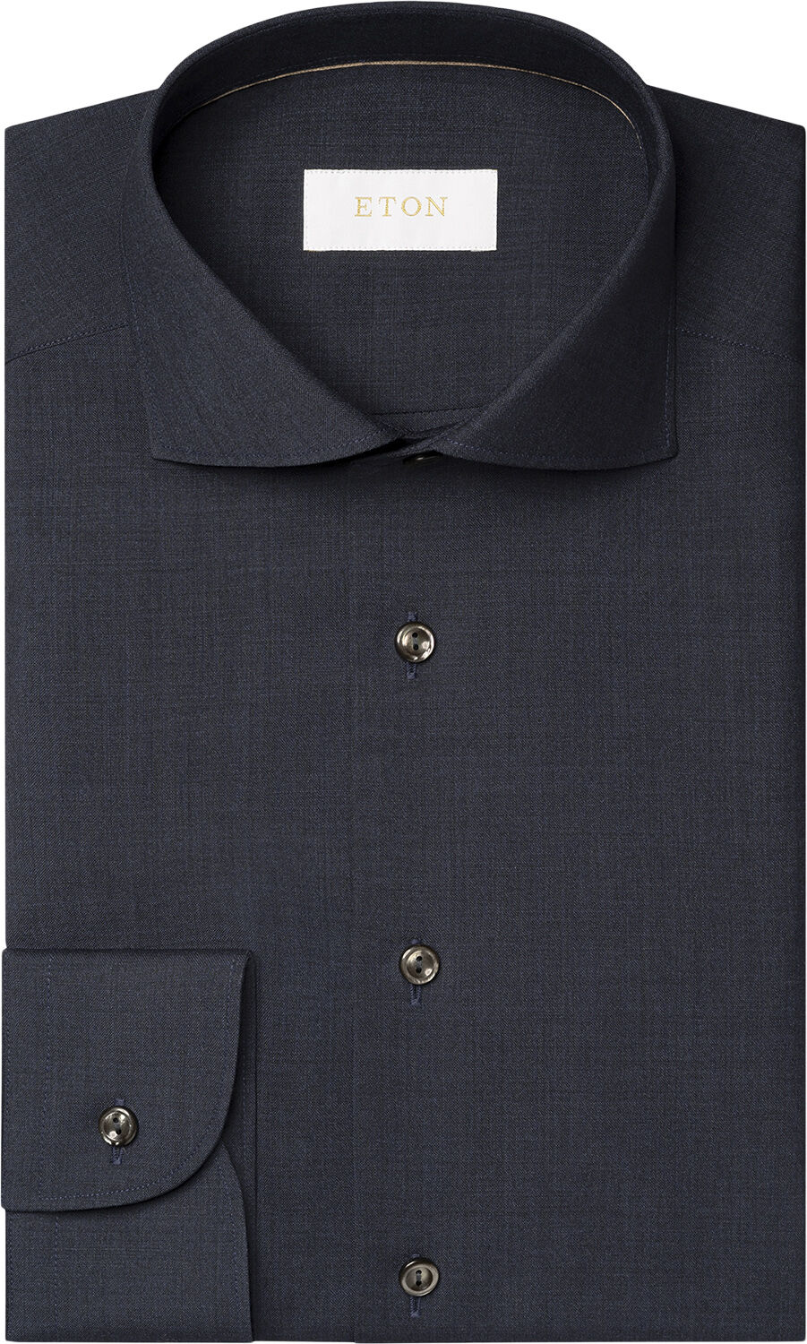 Contemporary Fit Navy Blue Solid Merino Wool Shirt