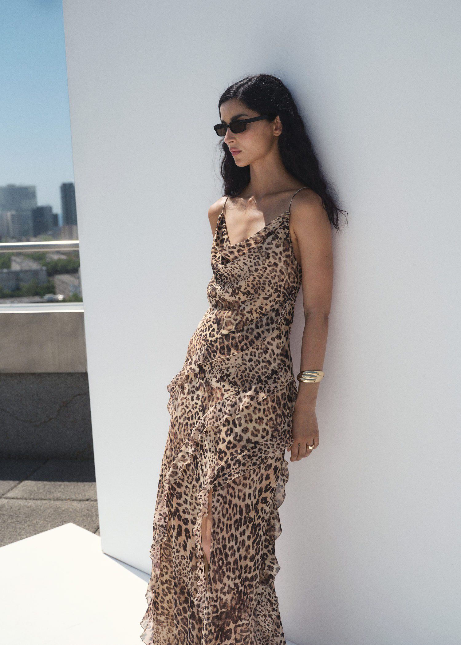 Animal print ruffle dress