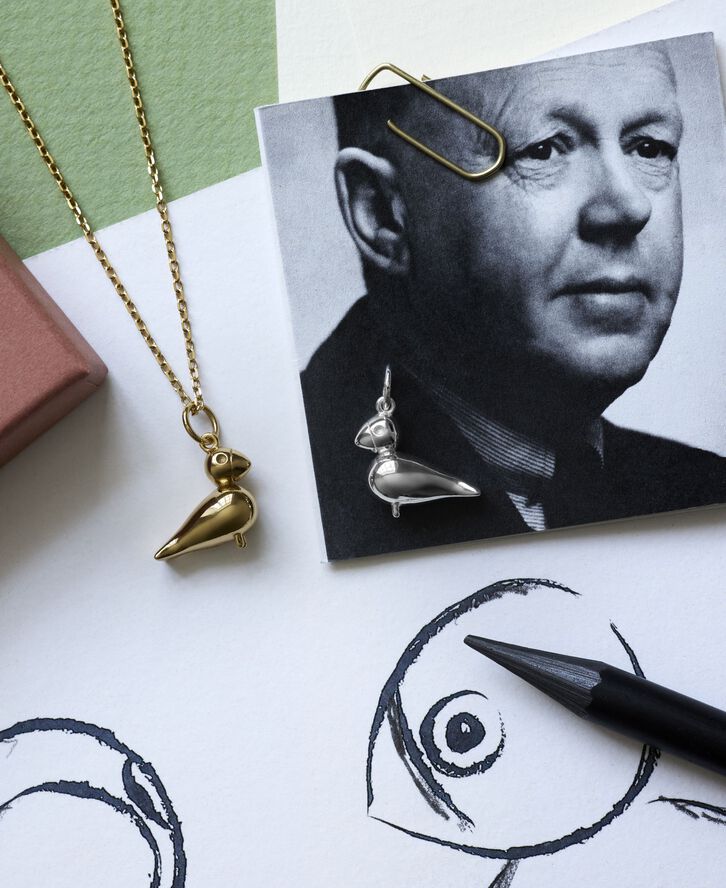 Sangfugl i 18 karat forgyldt sølv uden kæde