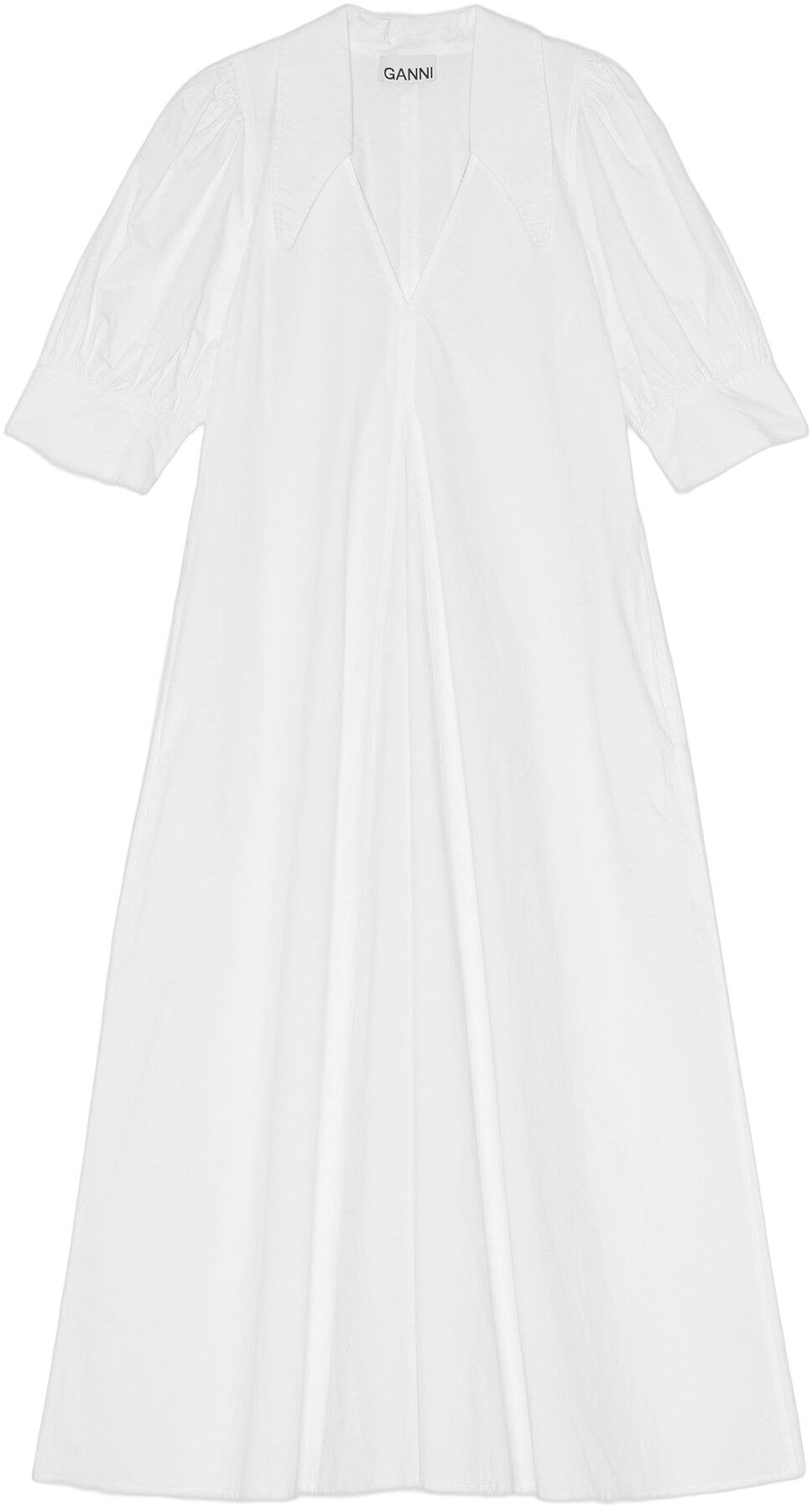 Cotton Poplin V-Neck Maxi Dress