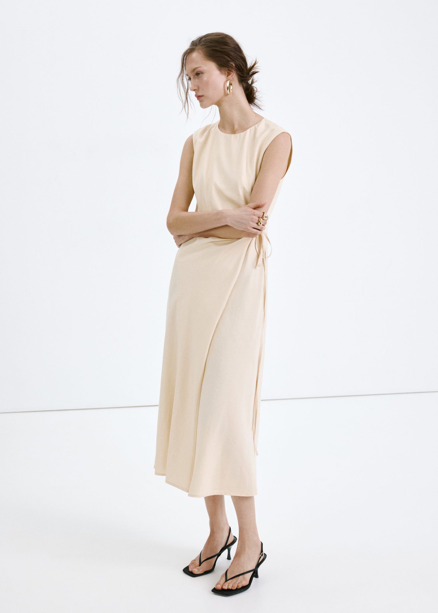Wrap midi-dress with knot