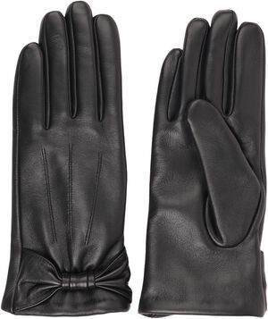 SONDRIO - BOW DETAIL LEATHER GLOVES WITH CASHMERE LINING
