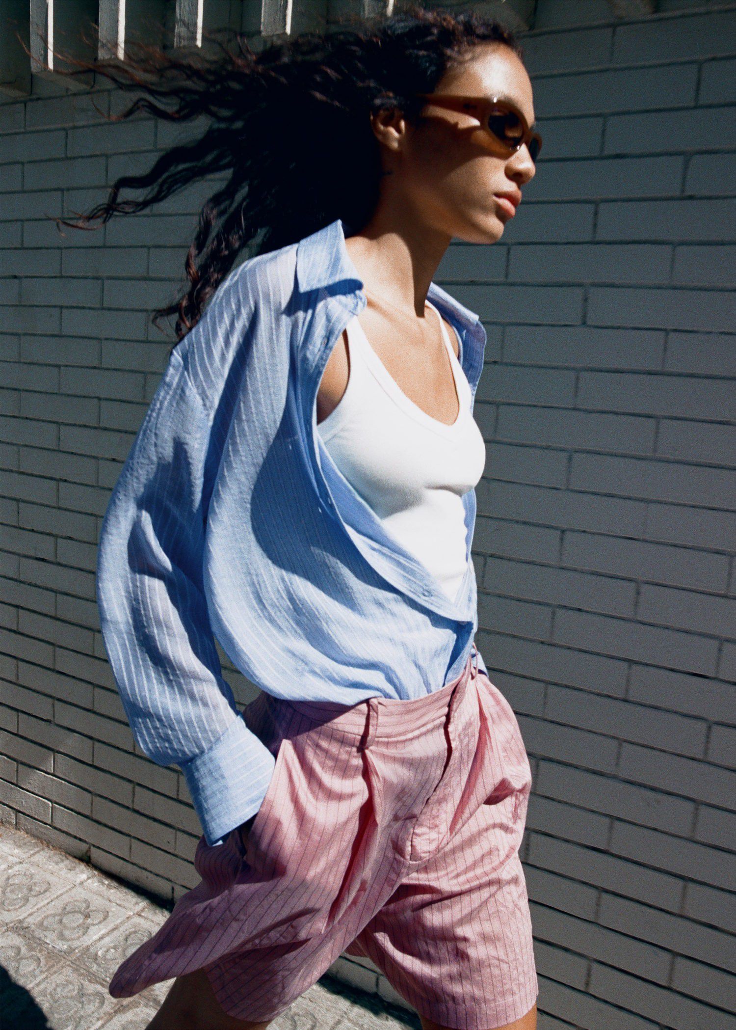 Striped lyocell shirt
