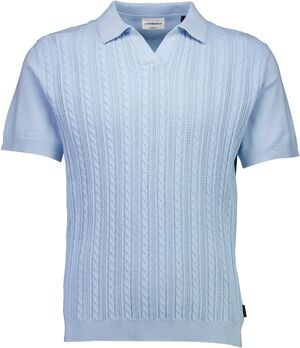 Knitted S/S cable v-neck polo