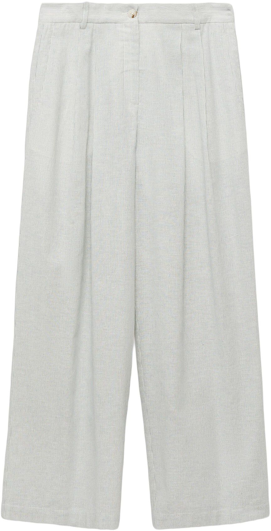 Straight-fit linen-blend suit trous