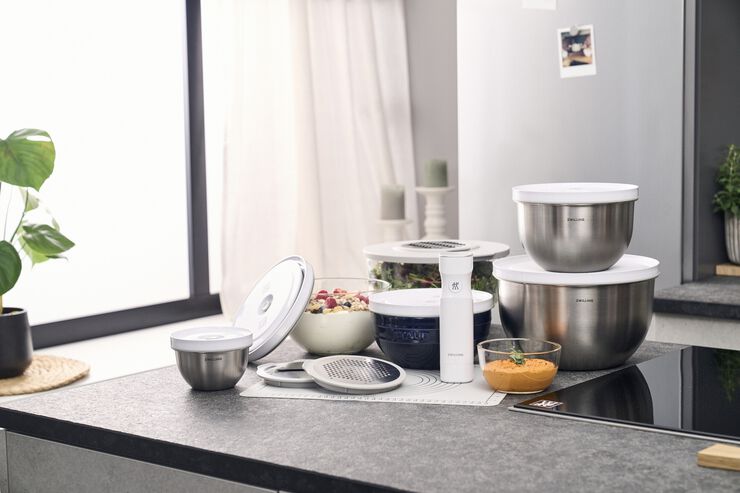 Fresh & Save BOWLS Vakuumskålset S/M/L / 6-st, Rostfritt stål, Silver-