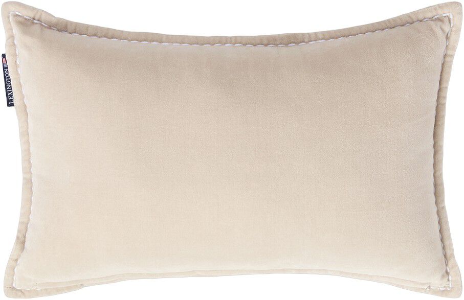 Beige Logo Organic Cotton Velvet 50x30 Pillow