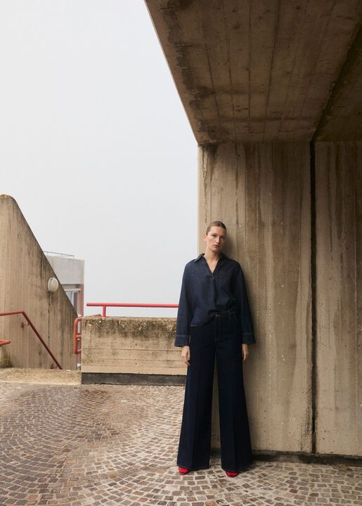 High-rise wideleg jeans rinse wash