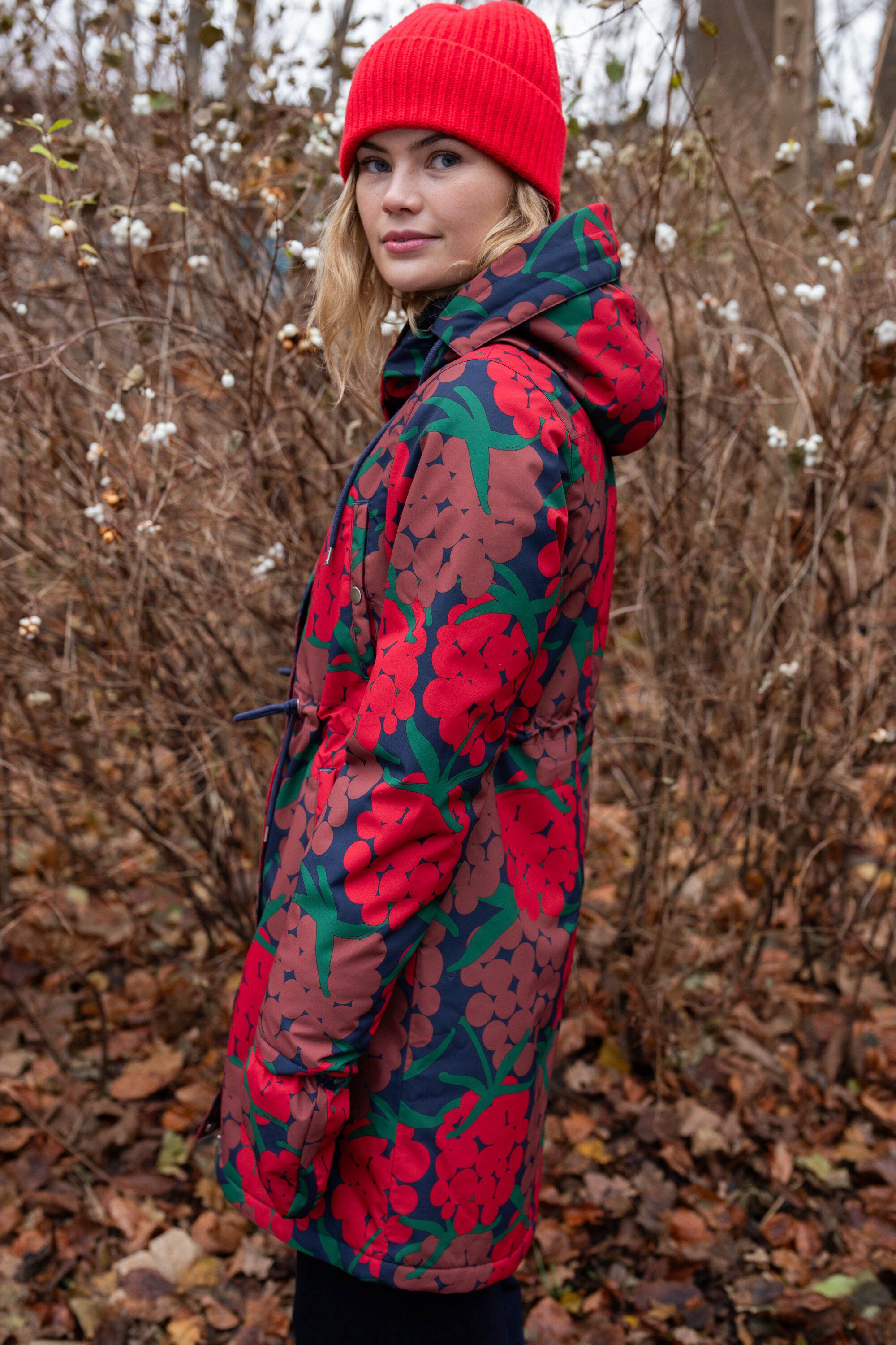 Danenora AOP Winter Parka Dk Red MAXIBERRY