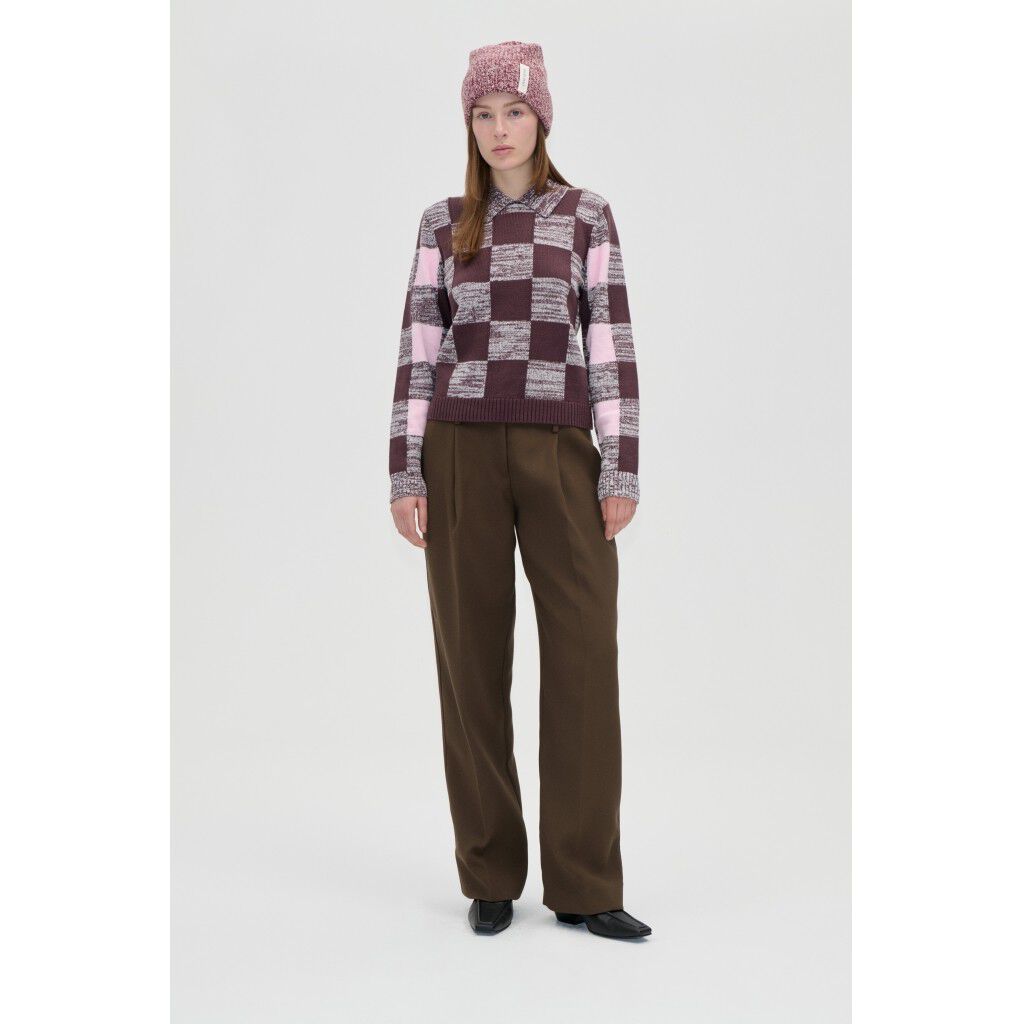 2386 Cotton Mix, Mix Stripe Polo Collar Sweater