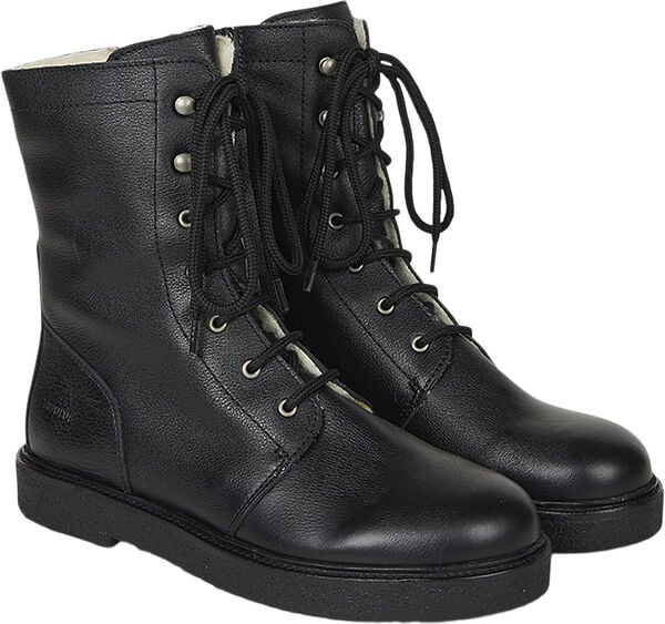 Snørestøvle med uldfoer, lynlås wid