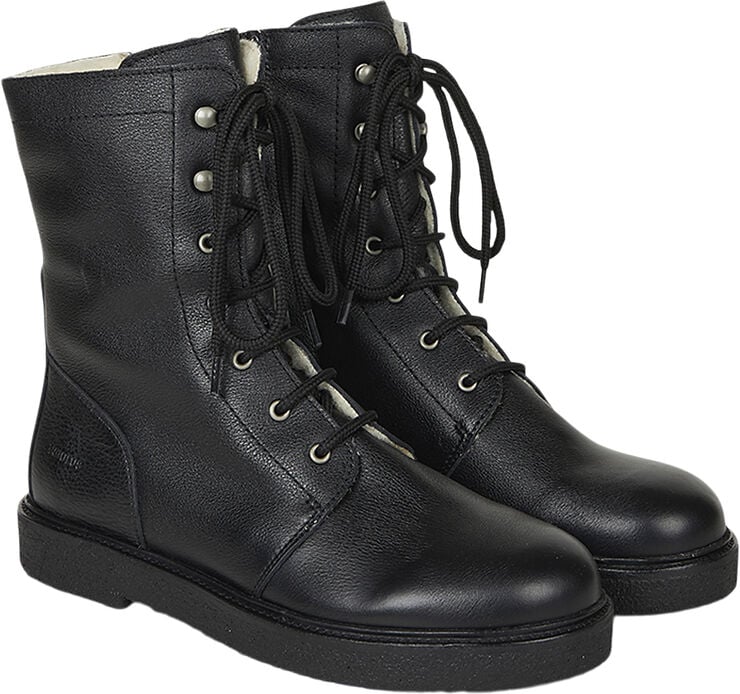 Snørestøvle med uldfoer, lynlås wid