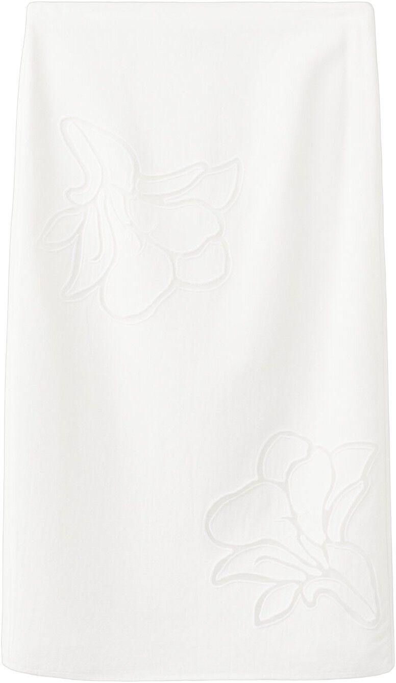 Linen skirt with floral embroidery