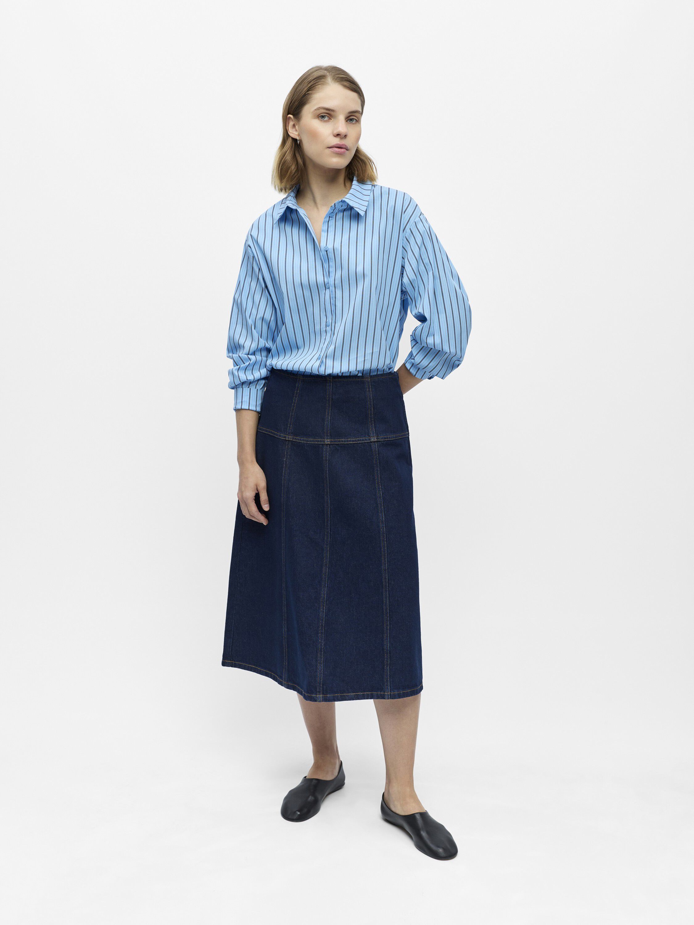 Objrine Mw Midi Denim Skirt E Tne 26