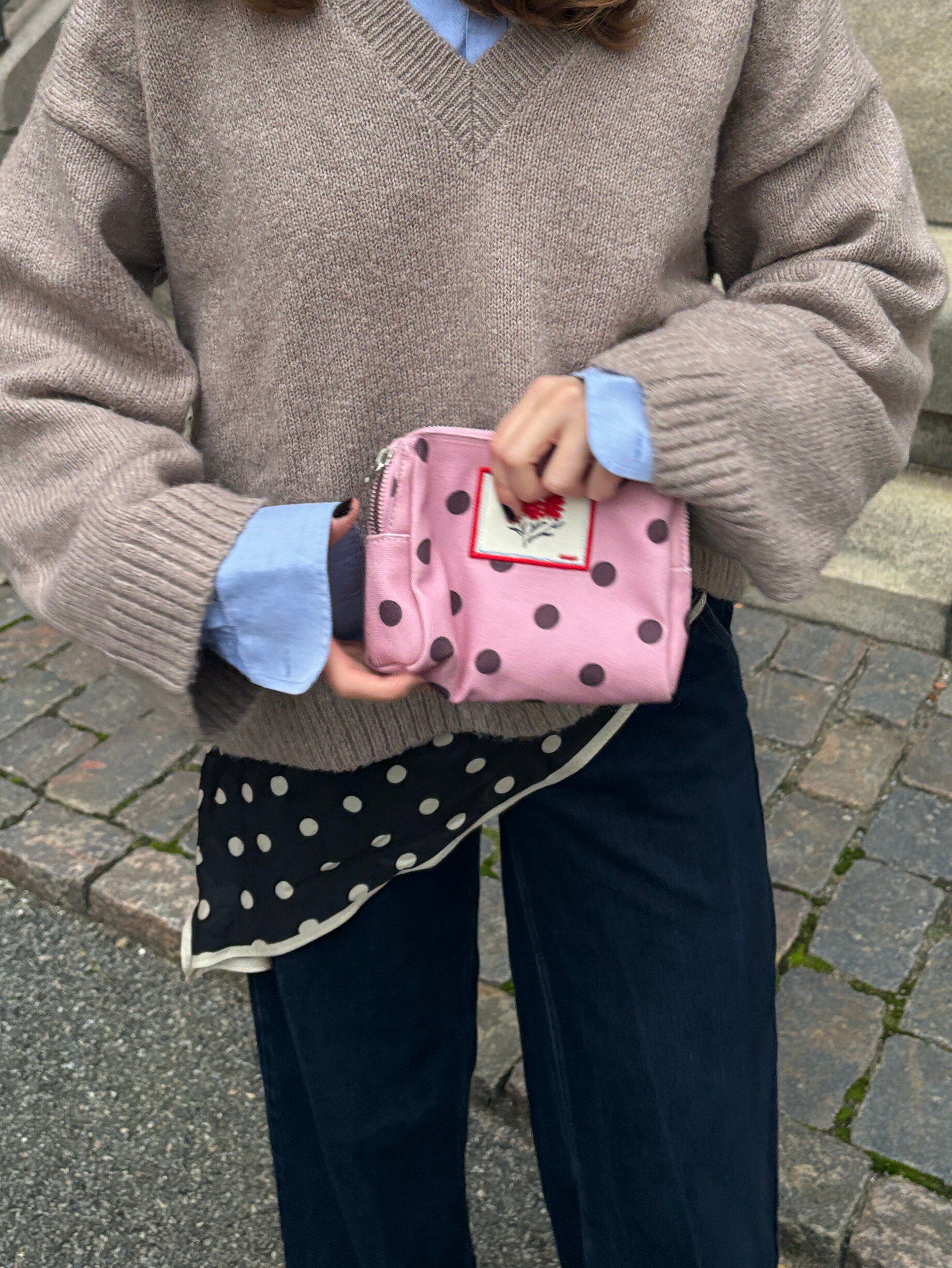 Polka Canvas Pouch Bag