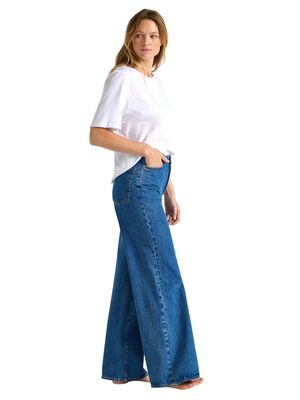 High waist jeans in cotton denim wi