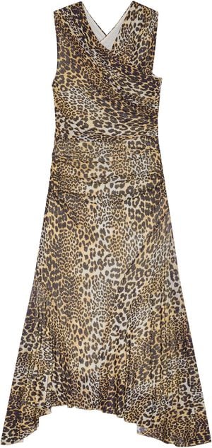 Printed Marl Mesh Long Ruched Cross