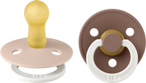 BIBS Pacifier Colour 2 PACK Latex Size 2 Blush GLOW/Woodchuc