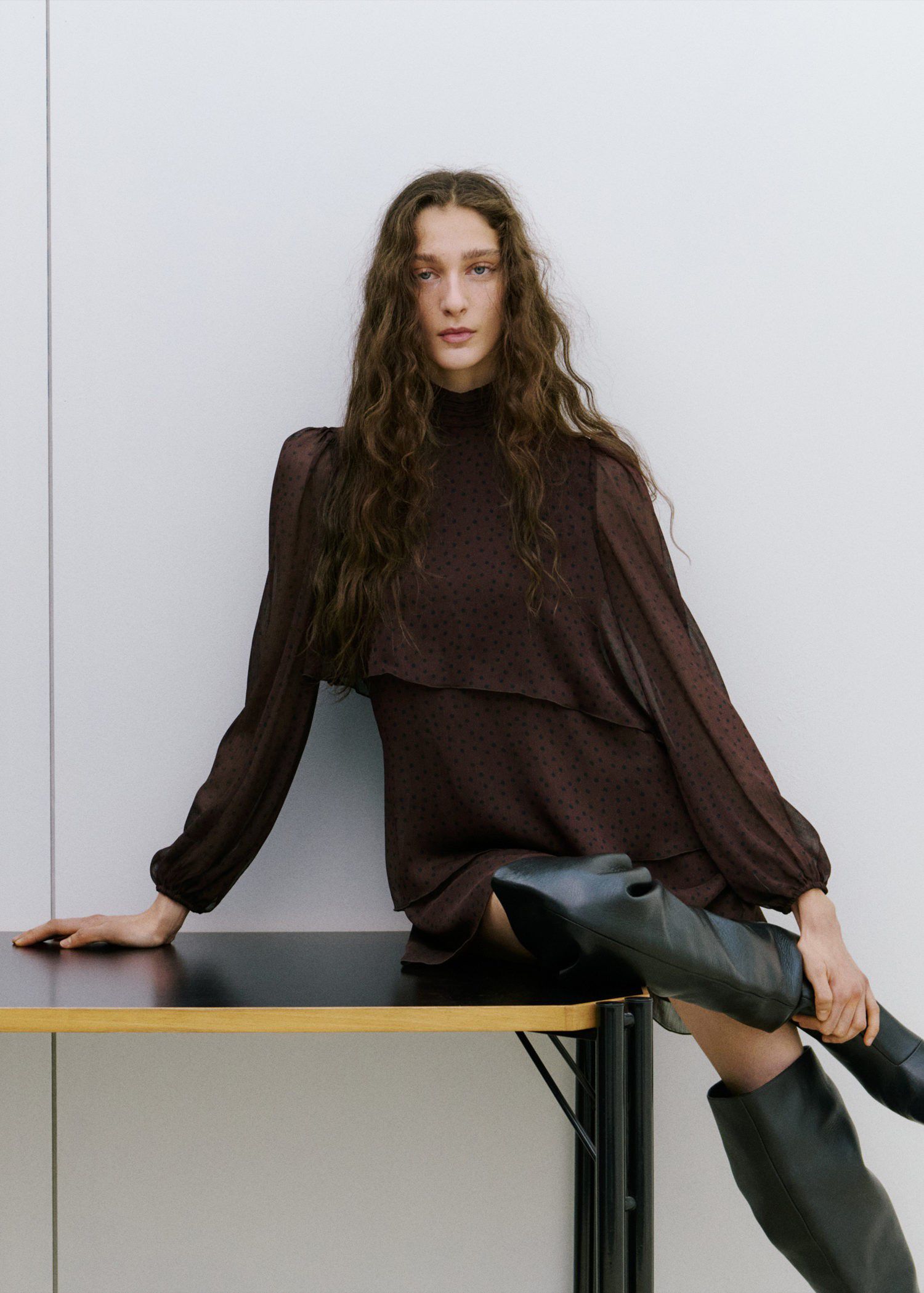 Polka-dot dress with ruffles