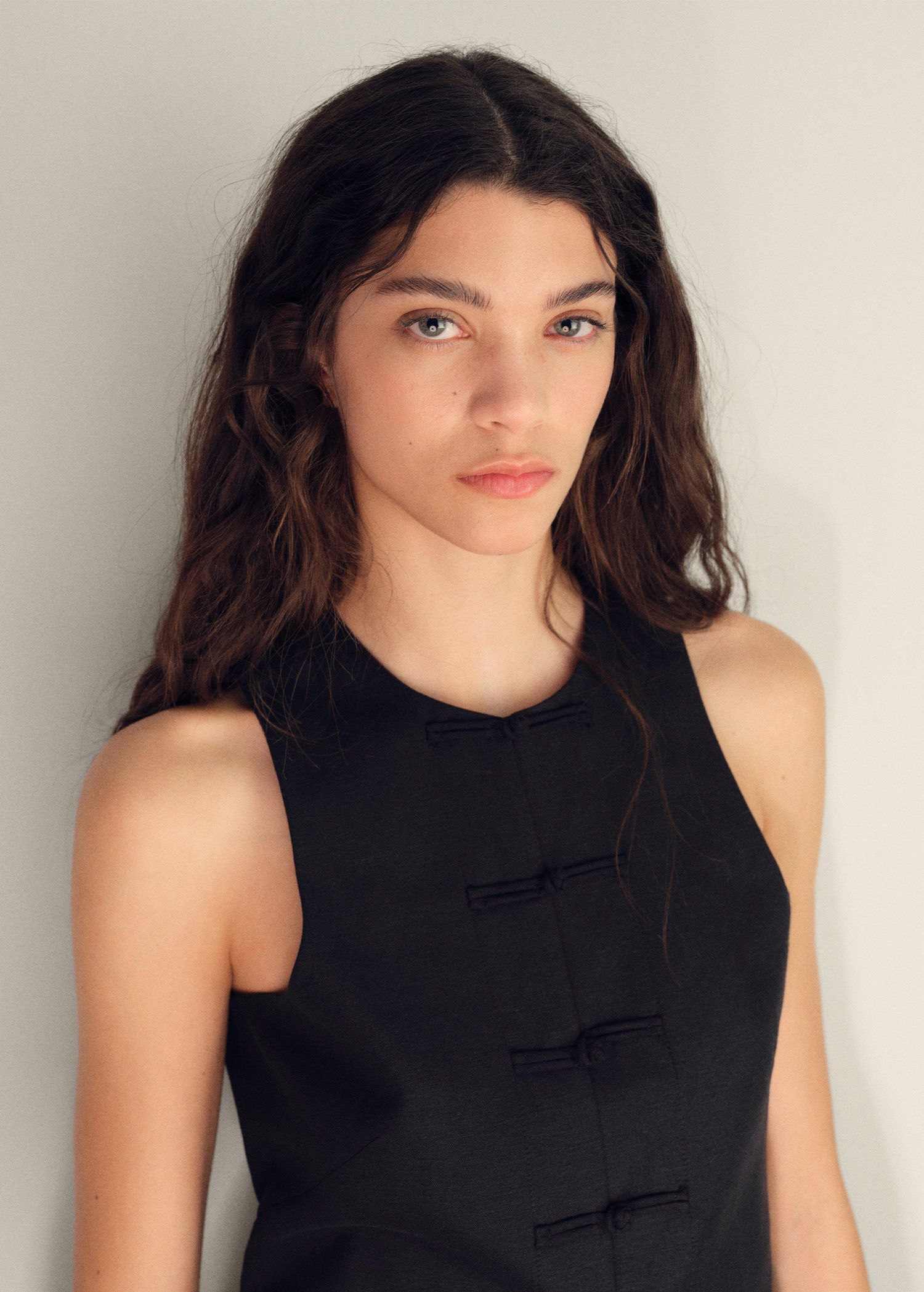 Linen blend suit vest