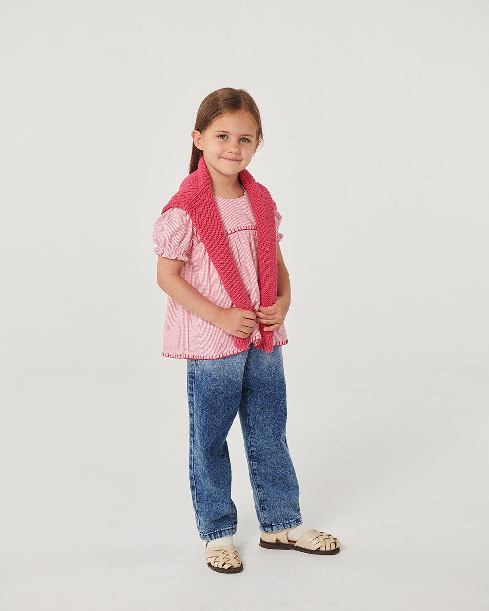 FRILL DENIM PANTS W. BOW