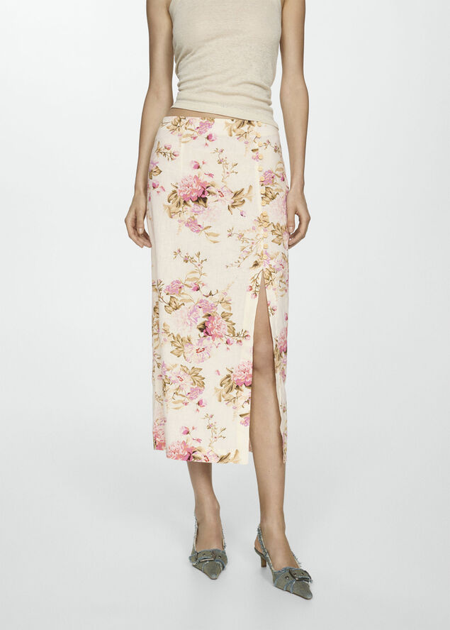 Linen skirt with slit