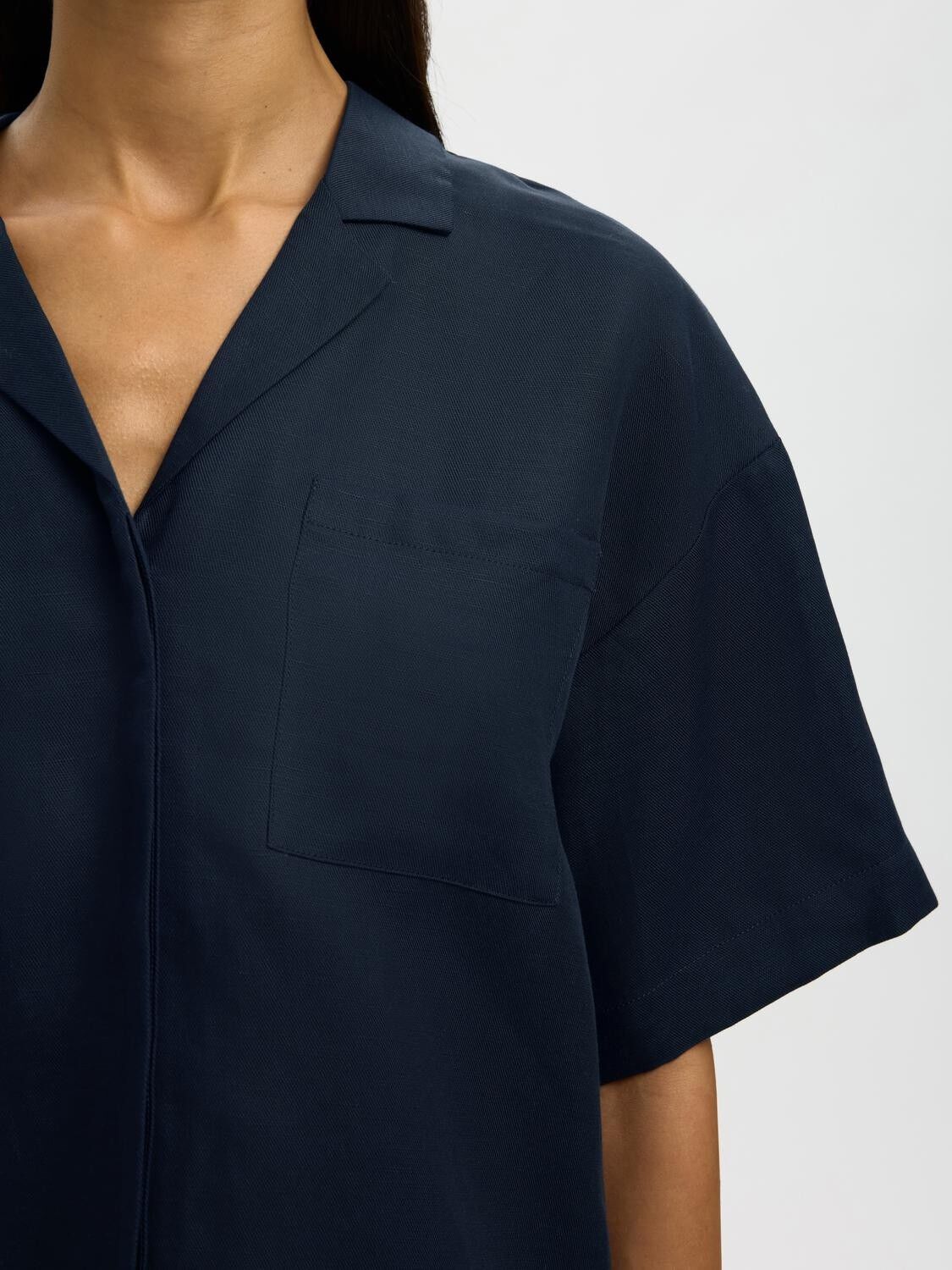 Slflyra 2/4 Boxy Linen Blend Shirt Noos