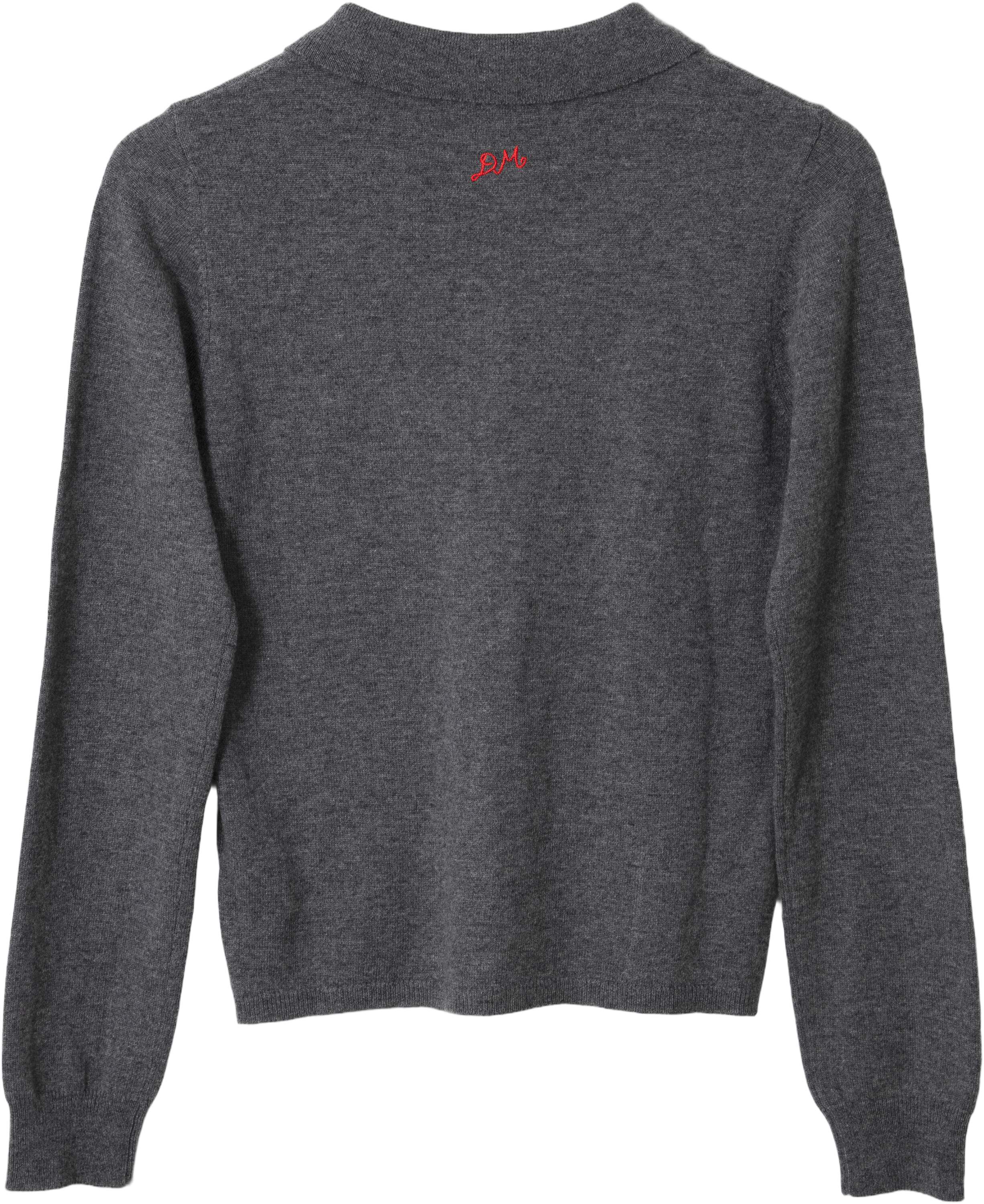 VOULA FINE GAUGE CARDIGAN - CHARCOAL